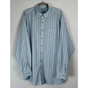LL Bean Mens XL Tall Blue Striped‎ Button Down Dress Shirt 100% Cotton Classic